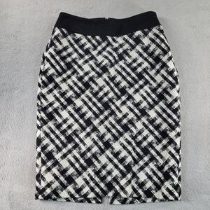 White House Black Market Elegant Black and White Patterned Skirt